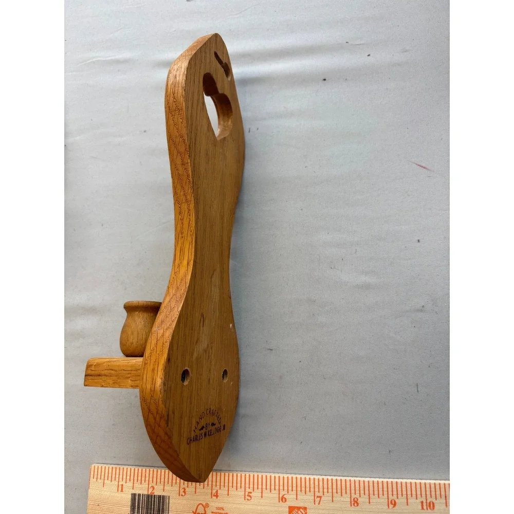 Charles W Kellogg Jr Handcrafted Oak Wood Heart Wall Sconce Candle Holders Pair